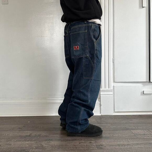 Vintage Y2K Dark Denim Baggy Tommy Hilfiger Carpenter Jeans - Picture 2 of 8